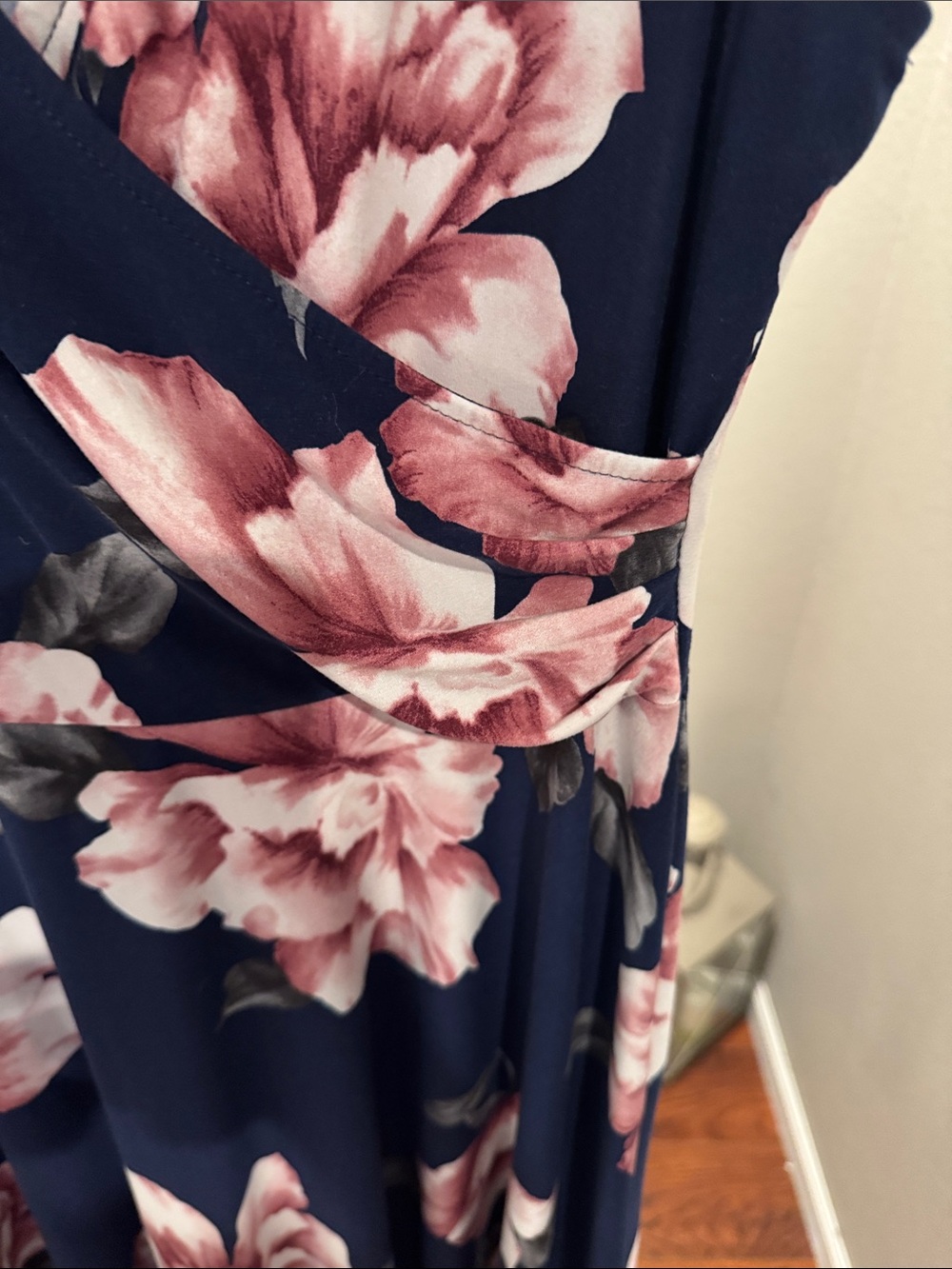 Kaileigh Navy Midi Dress with Pink Floral Print - Picture 5 of 9